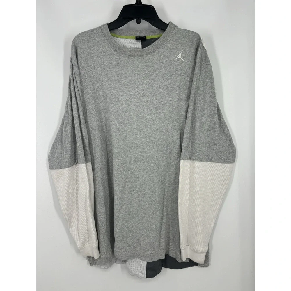 Air Jordan Nike Argyle‎ Diamond Printed Embroidered Vented Long Sleeve Tee 2XL